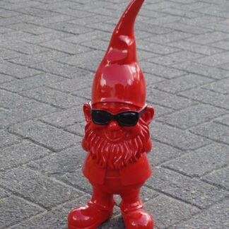 Tuinkabouter met zonnebril rood