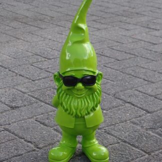 Tuinkabouter groen met zwarte zonnebril