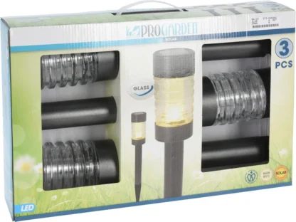Solarlamp RVS Glas Antraciet 3 stuks - Afbeelding 3