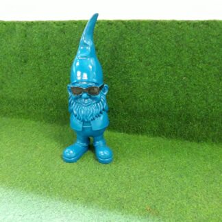 Tuinkabouter blauw met zwarte zonnebril